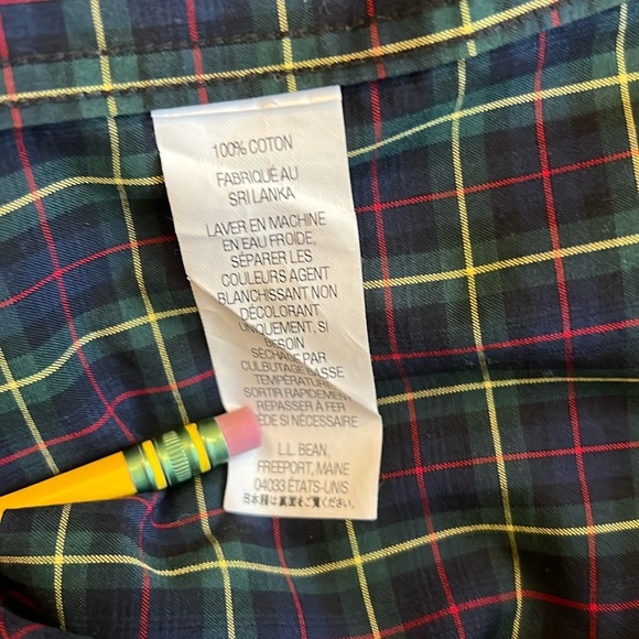 L.L. Bean Navy Blue Tartan Plaid Button Down Cotton Shirt Wrinkle Resistant XL - Picture 13 of 13